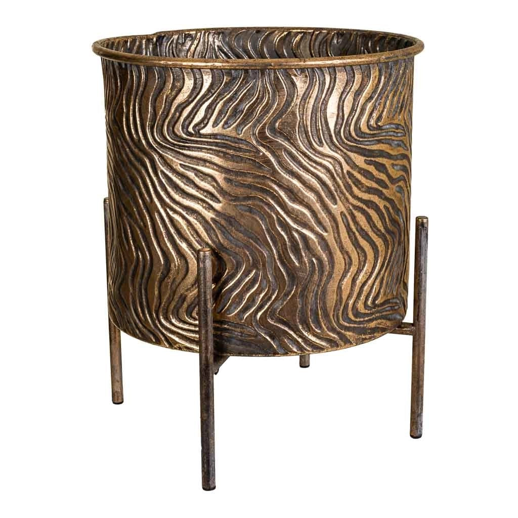 Fioriera in metallo dorato 26x26x32h