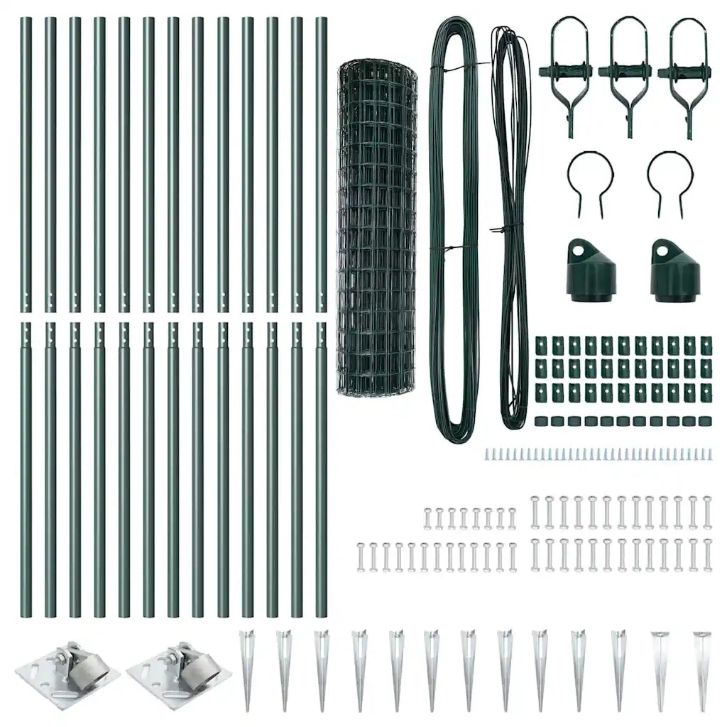 Recinzione da Giardino | Recinzione con Posto Verde 1,2 x 25 m Acciaio e PVC