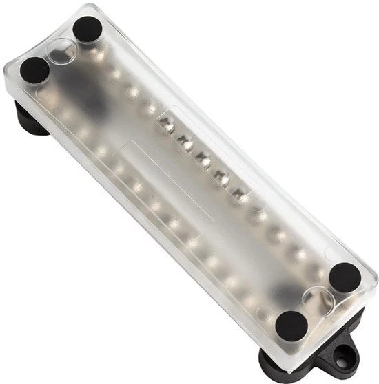 Raccordo elettrico distributivo con 4 viti M6 24 viti M4 clip kit copertura terminali barra di collegamento 12 V - 48 V DC - 100 A - Raccordo elettrico distributivo - Accessorio per veicoli - Adatto per Auto e Barca - Nero.