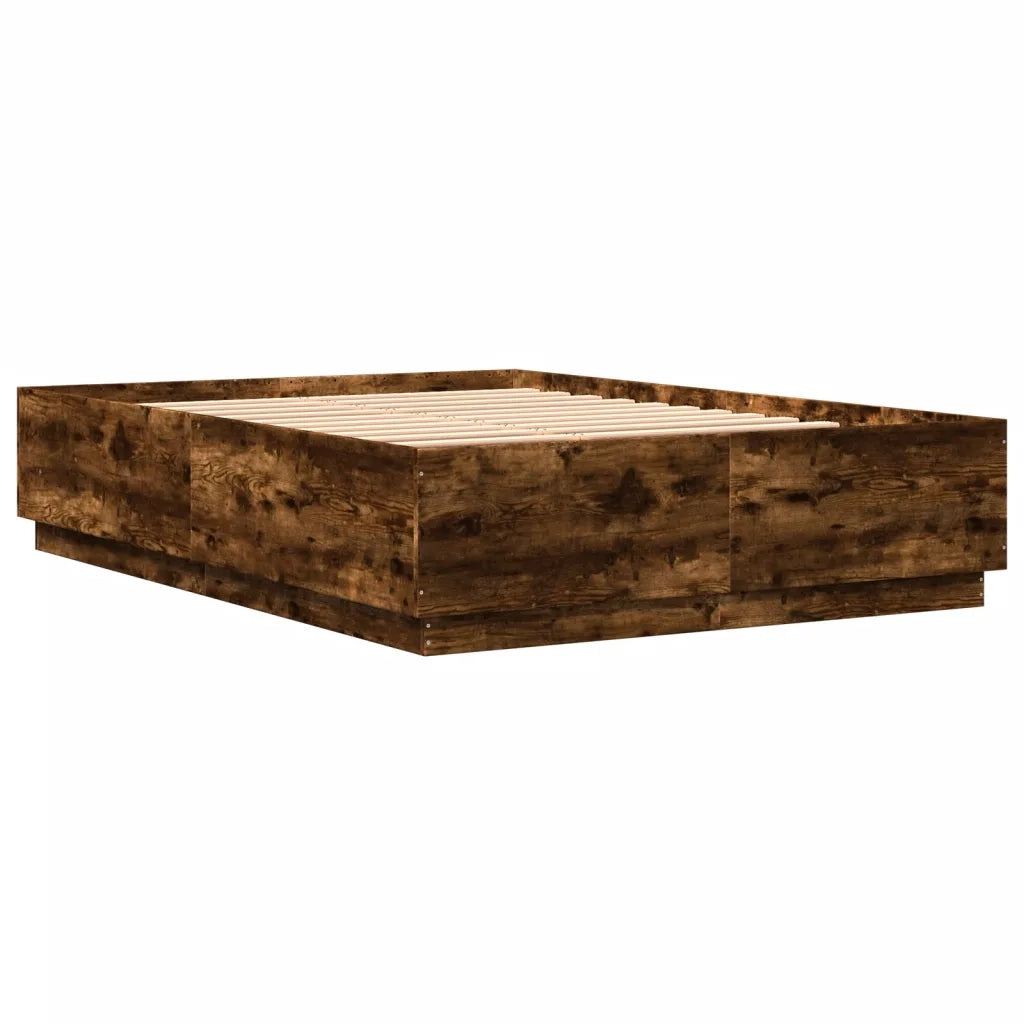 Giroletto con Luci LED Rovere Fumo 140x200 cm Legno Multistrato 3209615