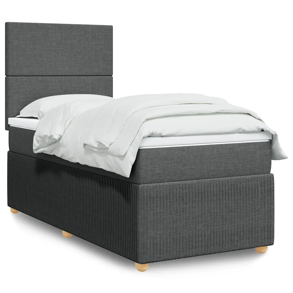 Giroletto a Molle con Materasso Grigio Scuro 90x190 cm Tessuto