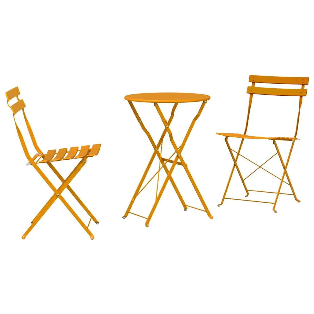 Set Bistro Pieghevole 3 pz | Set Salotto da Giardino Senape Acciaio