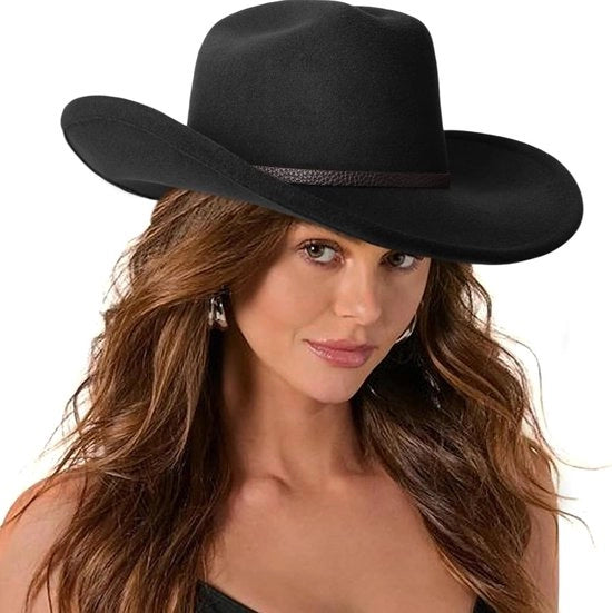 Cappello Fedora a forma retro con bordo pieghevole per signore western