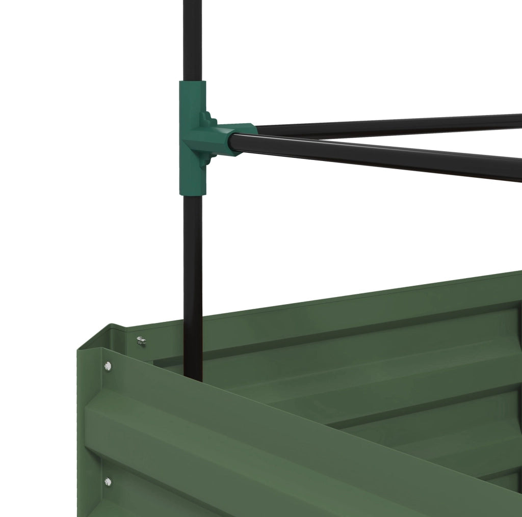 Letto rialzato con supporto per piante in acciaio zincato verde, vaso da fiori e orto per giardino e balcone