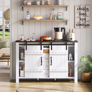 Sideboard bianco in legno rustico con 2 ante scorrevoli e 3 cassetti, larghezza 120 cm