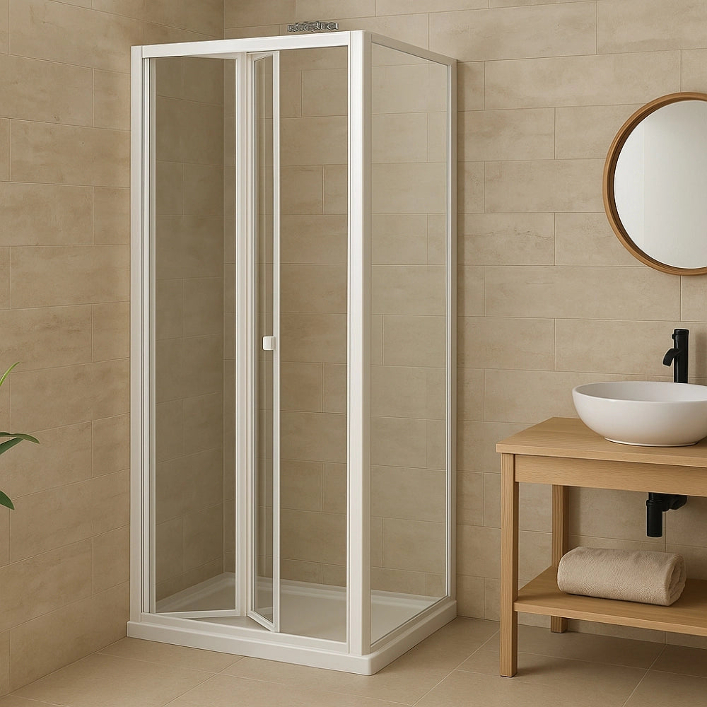 Porta doccia a soffietto book cristallo temprato profilo bianco bianco *** misure 71-75xh190 cm trasparente, confezio...