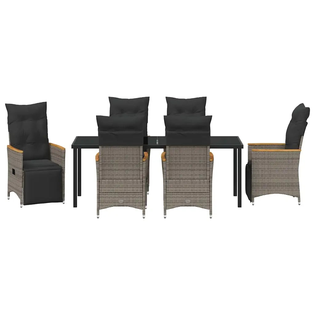 Set da Pranzo per Giardino con cuscino 7 pcs Grigio polyrattan 3379630
