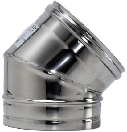 GOMITO A 45  ° INOX AISI 304 PER STUFA  EE ? cm.20