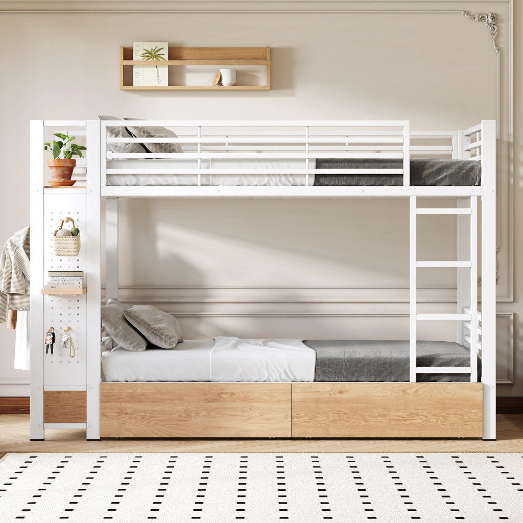 letto a castello mdf metallo bianco 90 x 200 cm