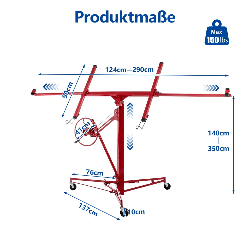 SOLLEVATORE PER PANNELLI Regolabile 140-350 cm Acciaio Rosso