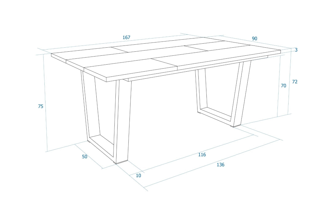 Tavolo da Pranzo, 167x90x74 cm, Per 8 persone, Tavolo Cucina, Rovere scuro