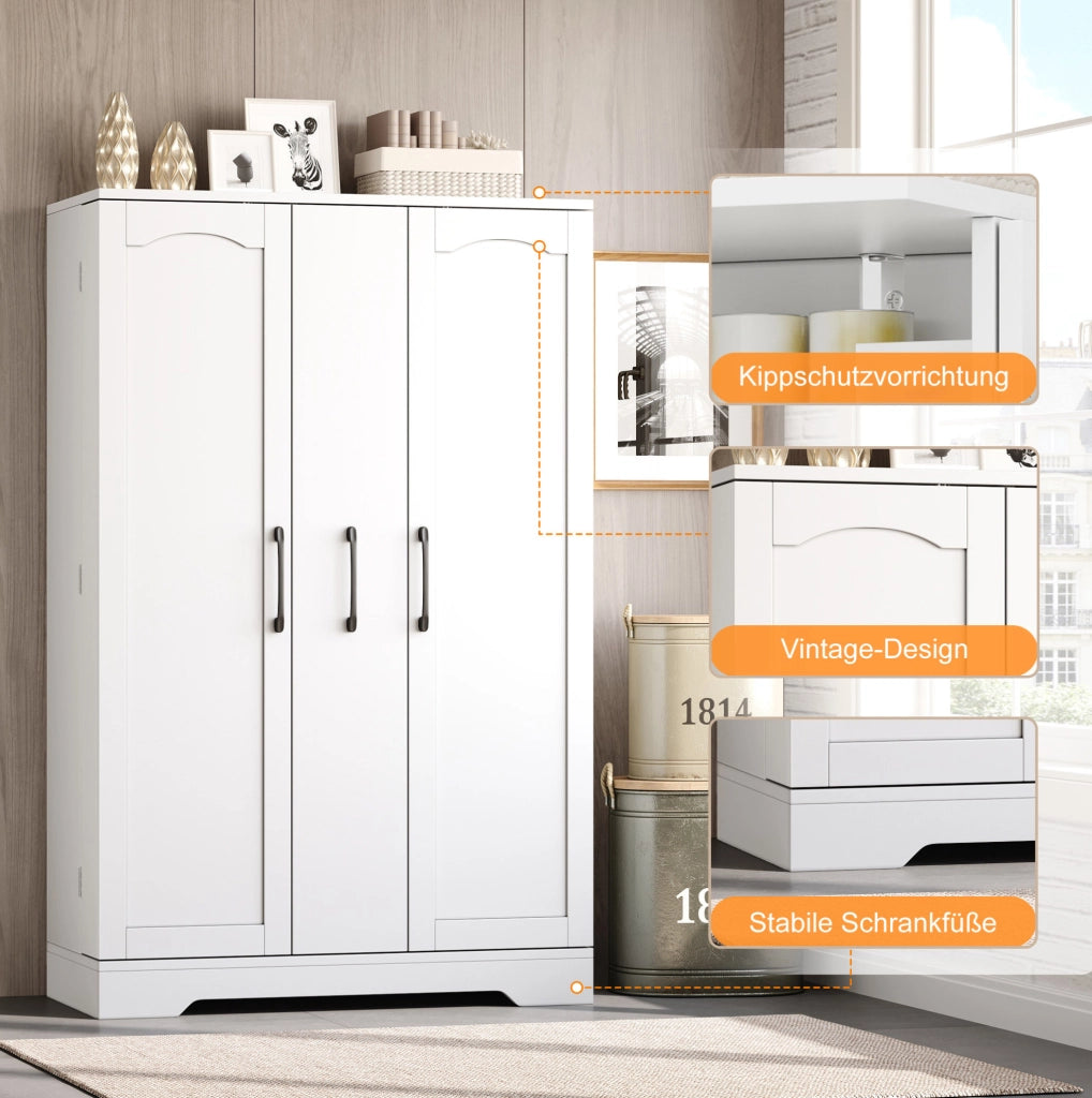 Armadio da cucina bianco in MDF con ripiani e cassetto estraibile