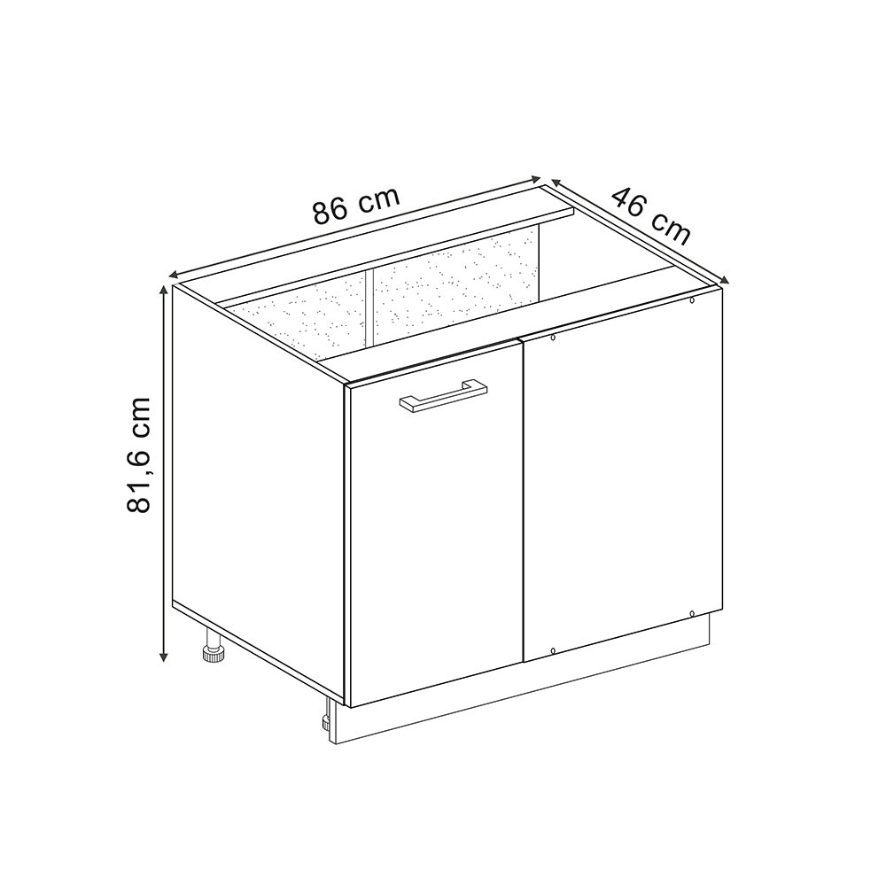 Vicco Mobile ad angolo cucina Nero lucido 86 cm , PL Rovere