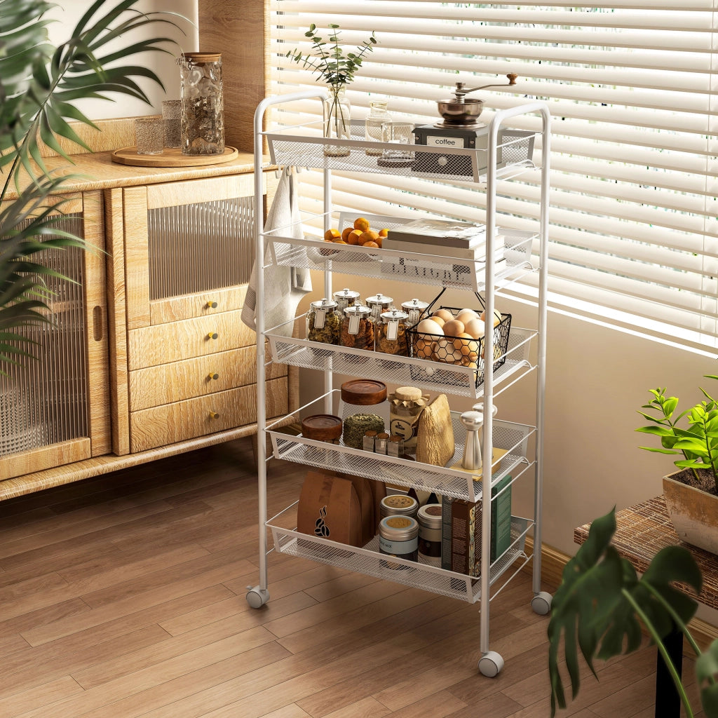 Carrello da Cucina a 5 Livelli ¨C Minimal ¨C Bianco 45x26.5x106cm