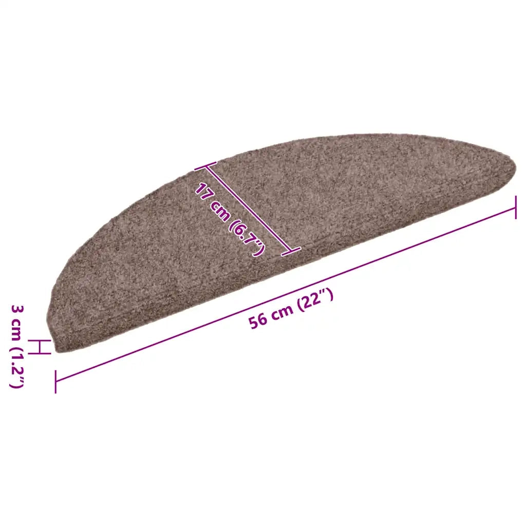 Tappetini per scale autoadesivi 15 pz 56x17x3 cm Marrone Chiaro Semicircolari 132690