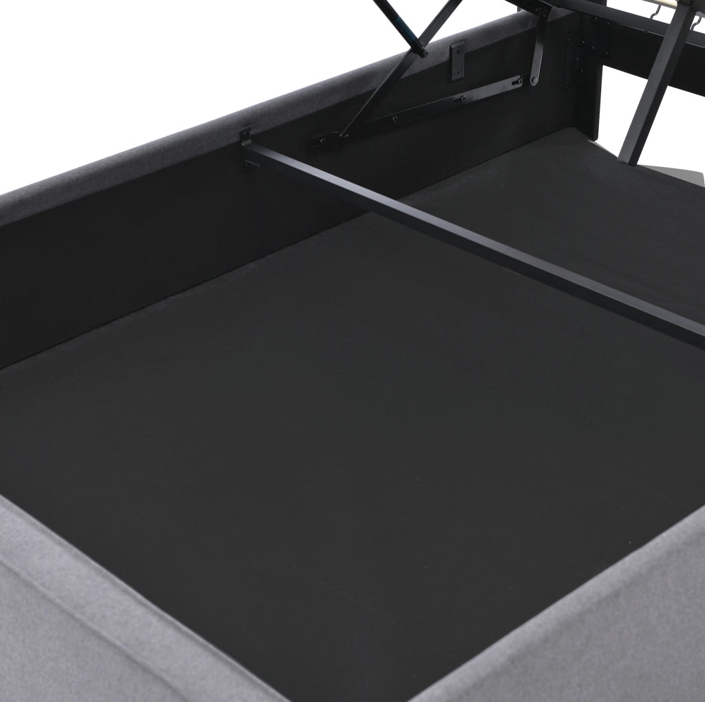 Letto 160x200 cm con contenitore e sollevamento idraulico in cotone grigio