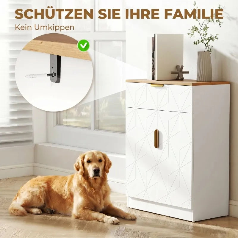 Sideboard moderno bianco con cassetto e ripiano regolabile