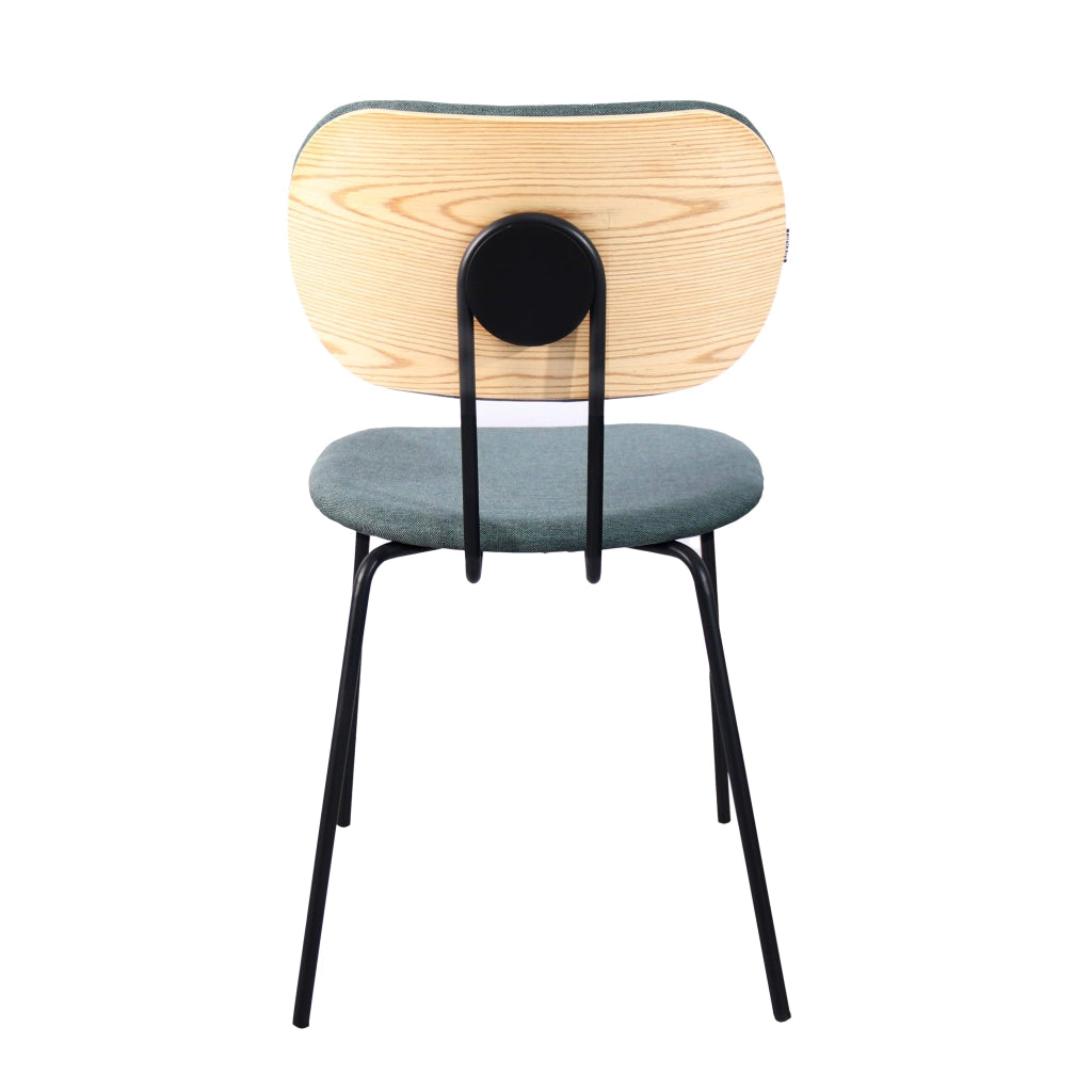 Oviala - Set di 2 sedie di design in acciaio e legno verde scuro