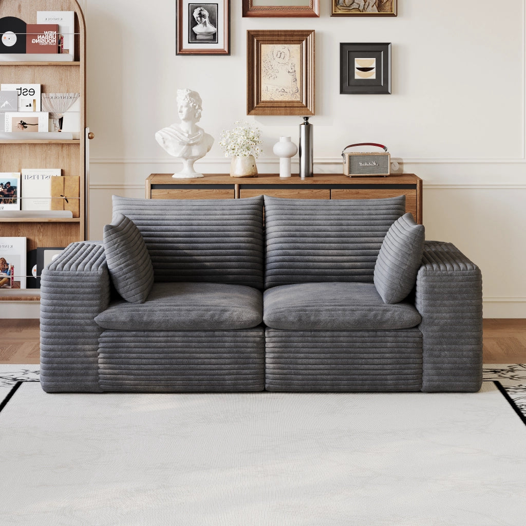 Divano modulare con imbottitura in schiuma, design senza telaio, in tessuto grigio scuro 180 × 90 × 60 cm