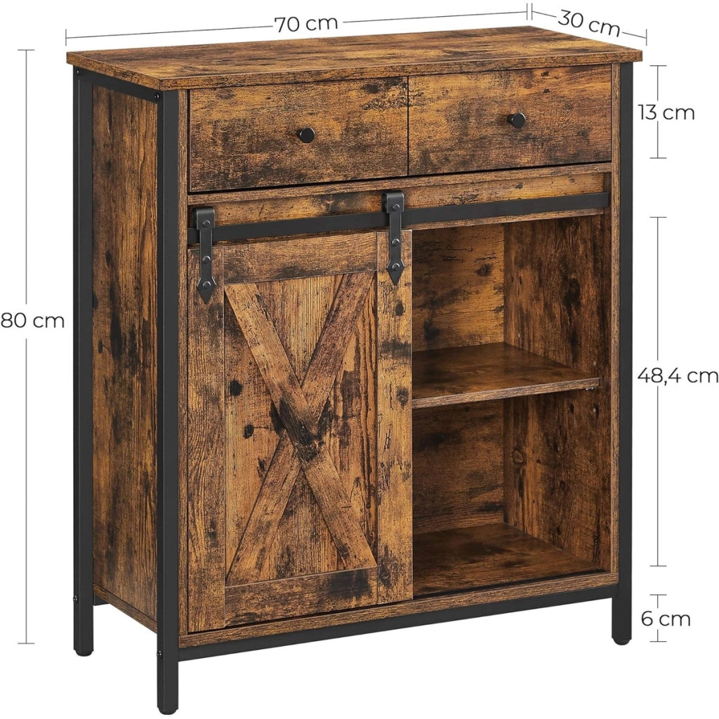 Credenza Industrial Loft in Legno Rustico e Acciaio