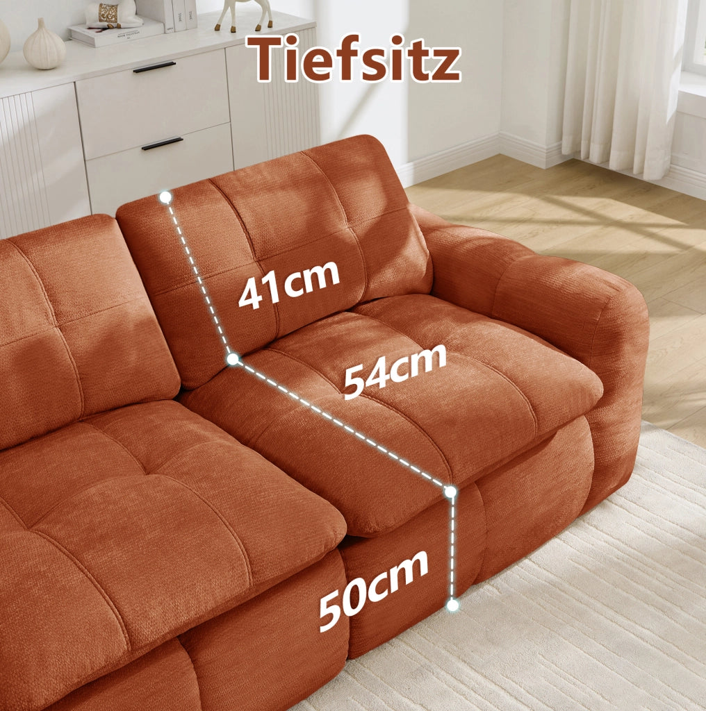 DIVANO Modulare 194x97x68 cm in Chenille Arancione