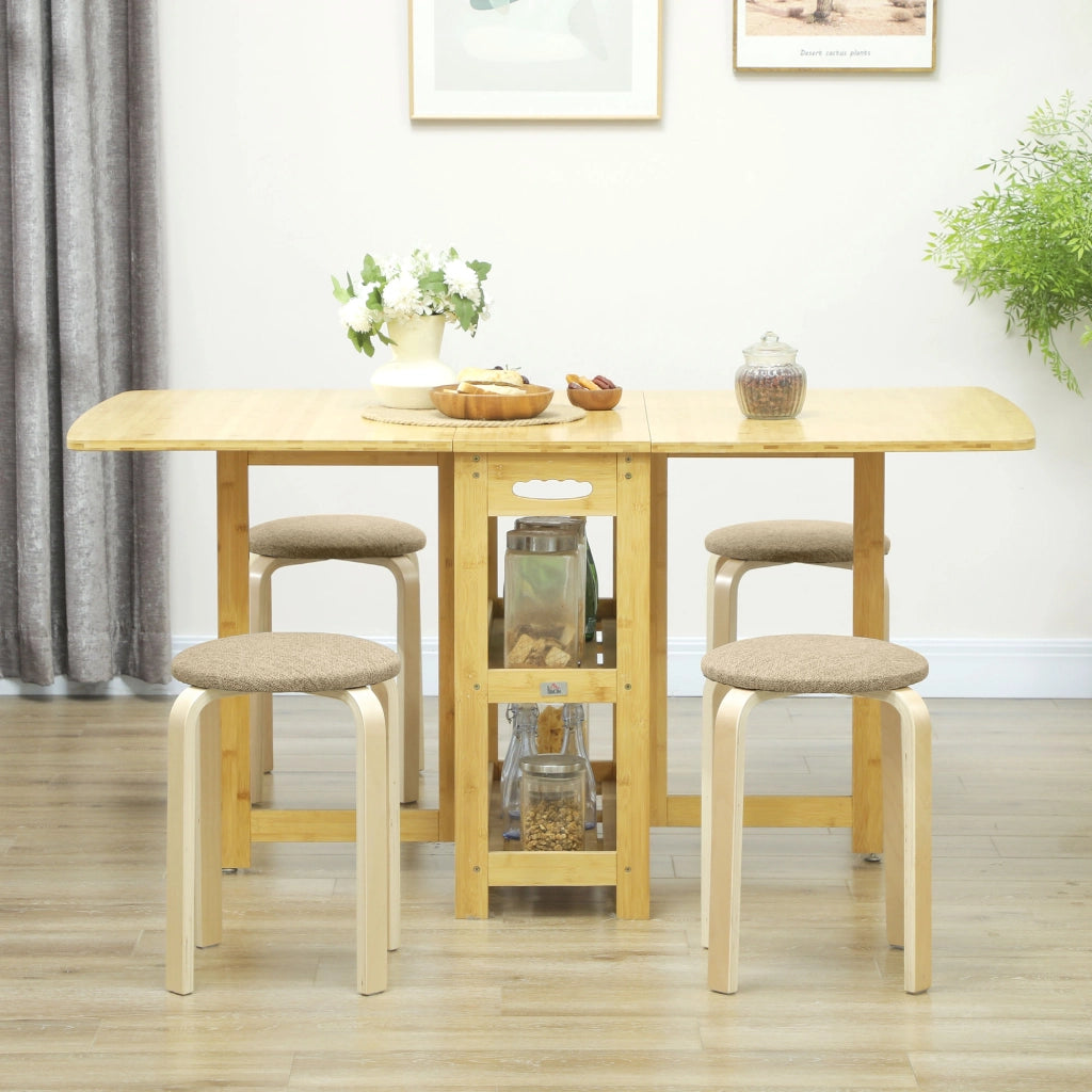 Set 4 Sgabelli Impilabili Rotondi Senza Schienale con Seduta Imbottita ¨C Xylo ¨C Kaki 40x40x45cm