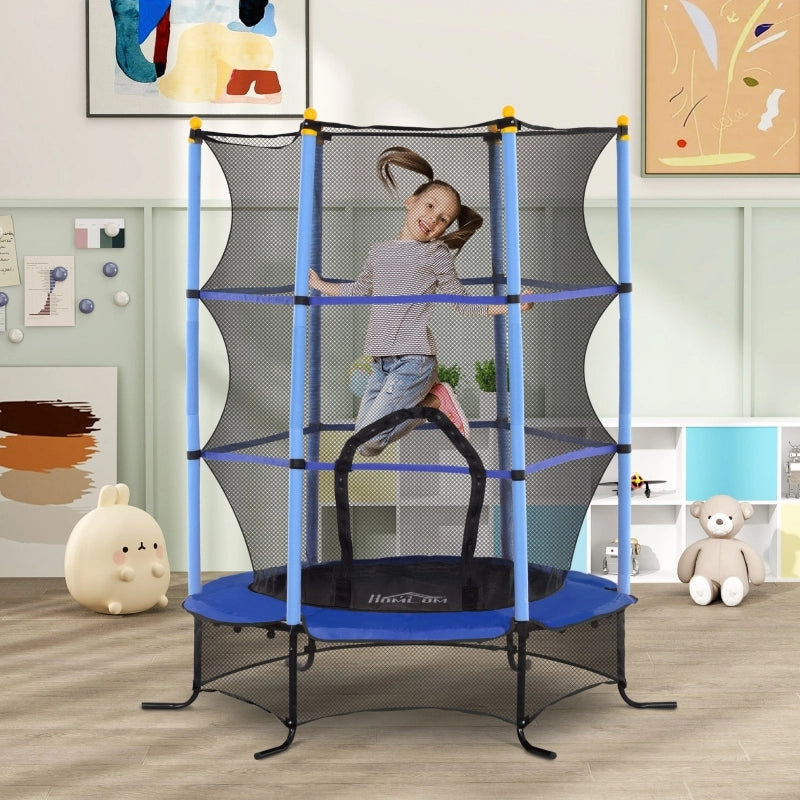 TRAMPOLINO per bambini Ø163 cm con rete di sicurezza blu in acciaio e plastica