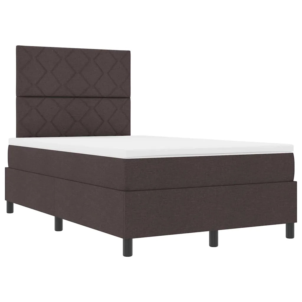 Letto a molle con materasso Marrone scuro 120 x 190 cm Tessuto
