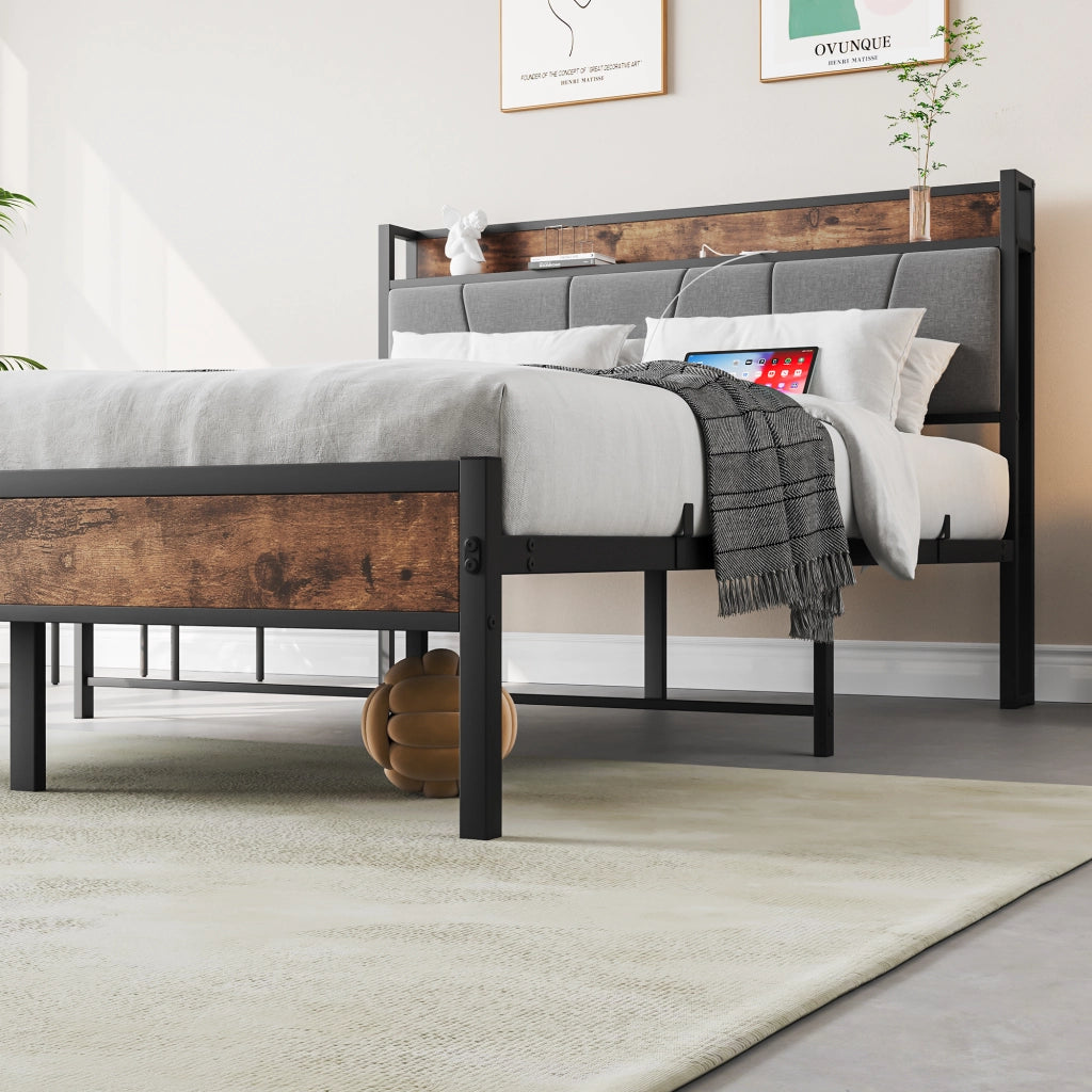 letto in mdf e metallo antico marrone 120 x 200 cm