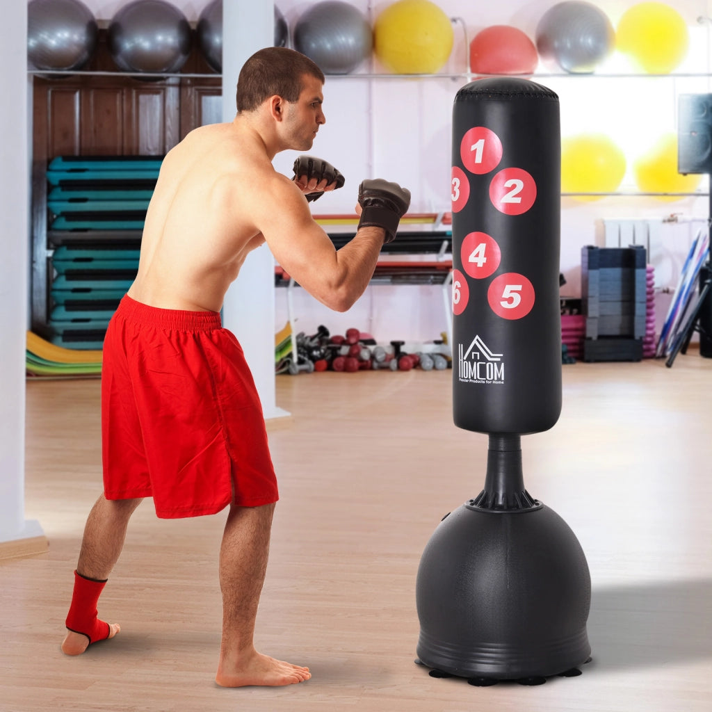 Saco de Boxeo de Pie 165 cm con Base Rellenable de Agua o Arena ¨C zephmum ¨C 50x50x165 cm Nero