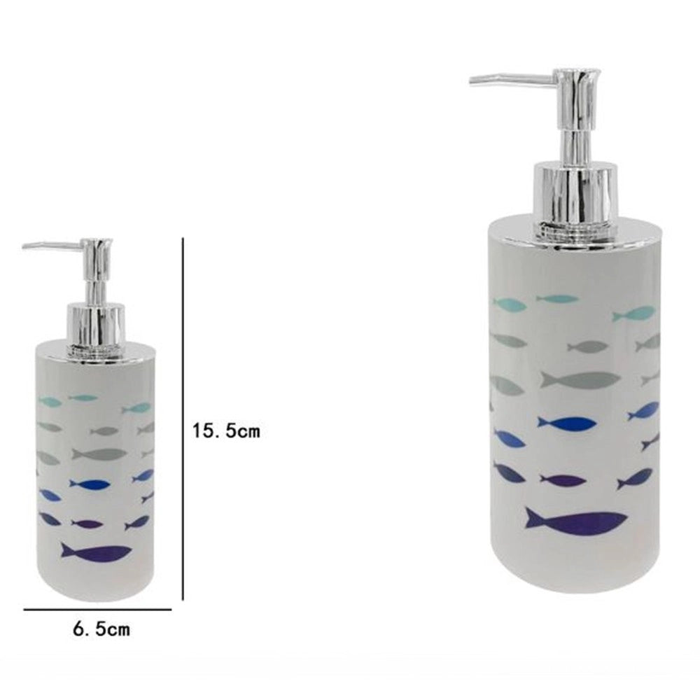 Trade Shop - Dispenser Porta Sapone Liquido Cilindrico Fantasia Pesciolini Arredo Bagno 69880 -