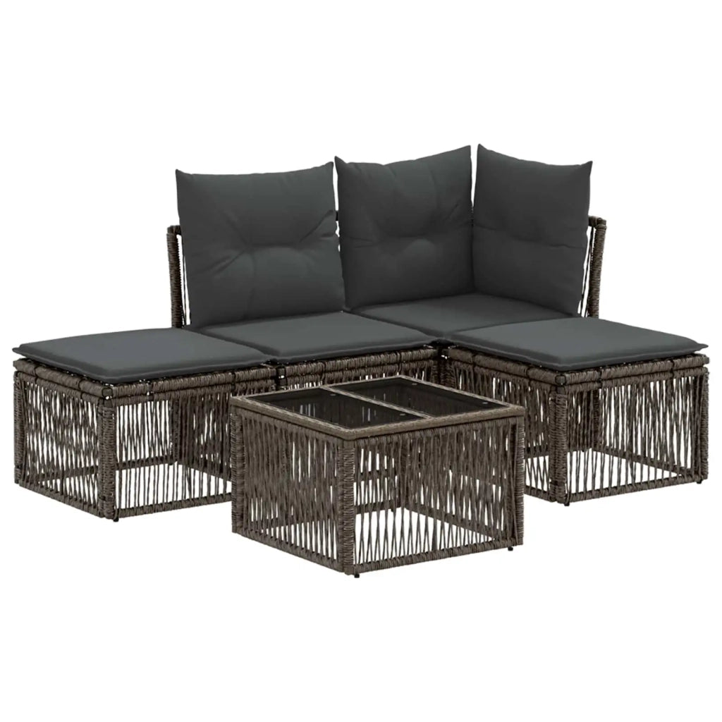 Set Divano da Giardino 5 pz Grigio polyrattan 3434183