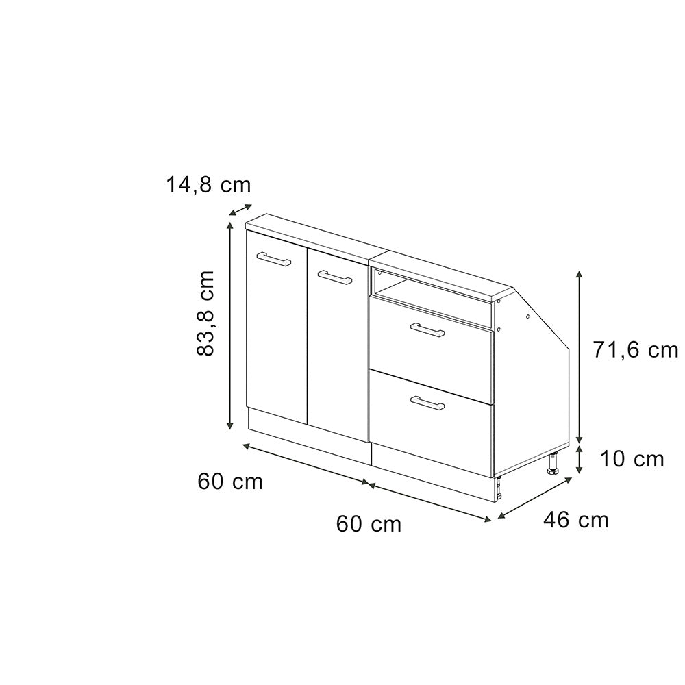 Set di mobili sottotetto Rion Sonoma/Bianco Set di 2 Vicco