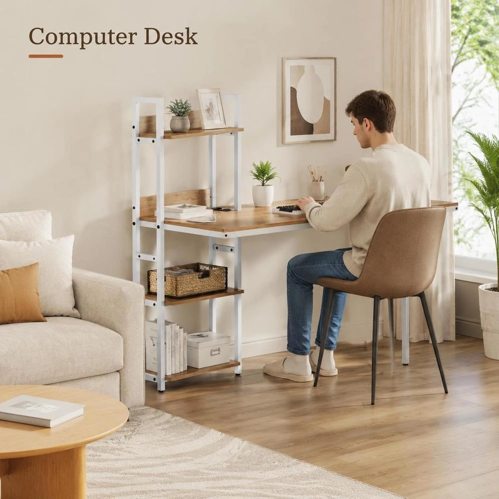 Scrivania per computer; 120 cm; scrivania da lavoro; bianco naturale.