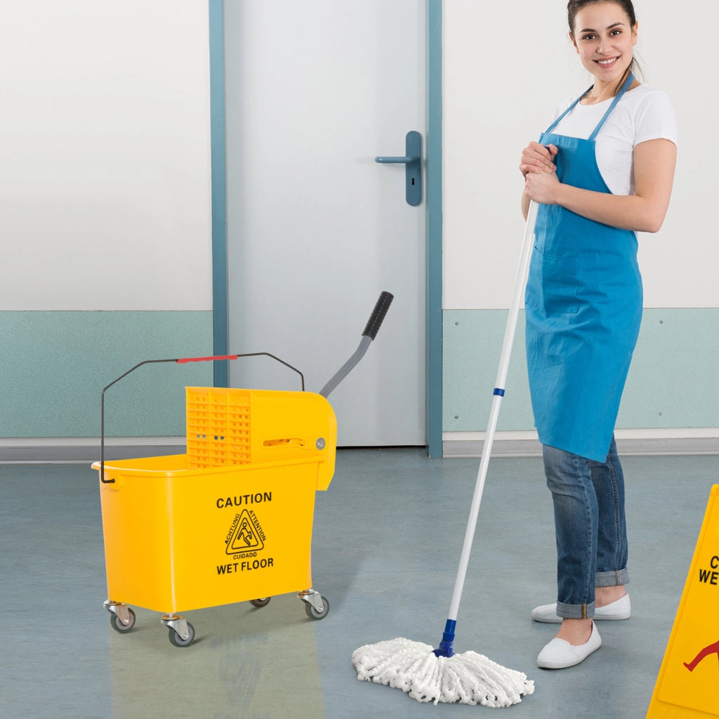 Secchio per Mop con Strizzatore e Ruote ¨C Zephmum ¨C Giallo 20L