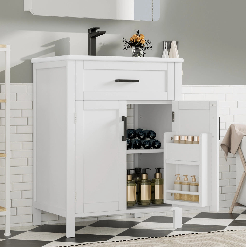 Mobile lavabo da terra 60x46x84,8 cm in MDF e ceramica bianco