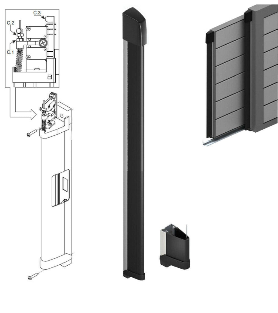 BARRA ANTISCHIACCIAMENTO SENSIBILE 1,7 M 170 CM PER CANCELLI SCORREVOLI BS01-C17