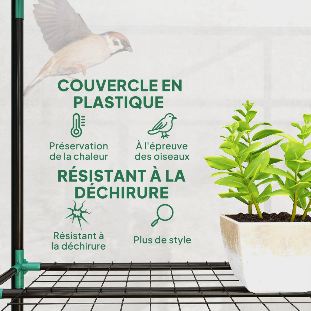 Serra da giardino e balcone con 3 ripiani 3 porte avvolgibili telo in PVC trasparente 215 x 46 x 151 cm per piante