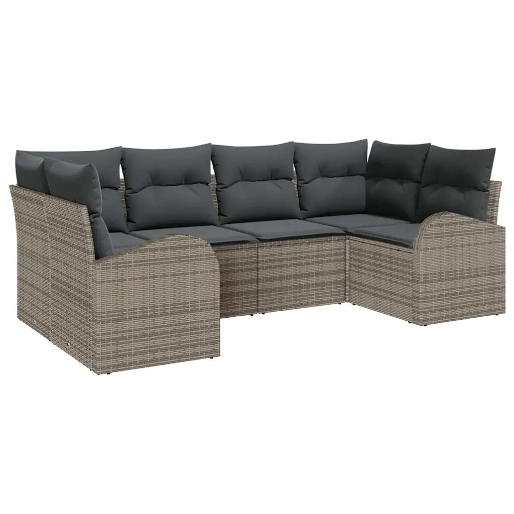 Set Divano da Giardino con cuscino 6 pcs Grigio polyrattan