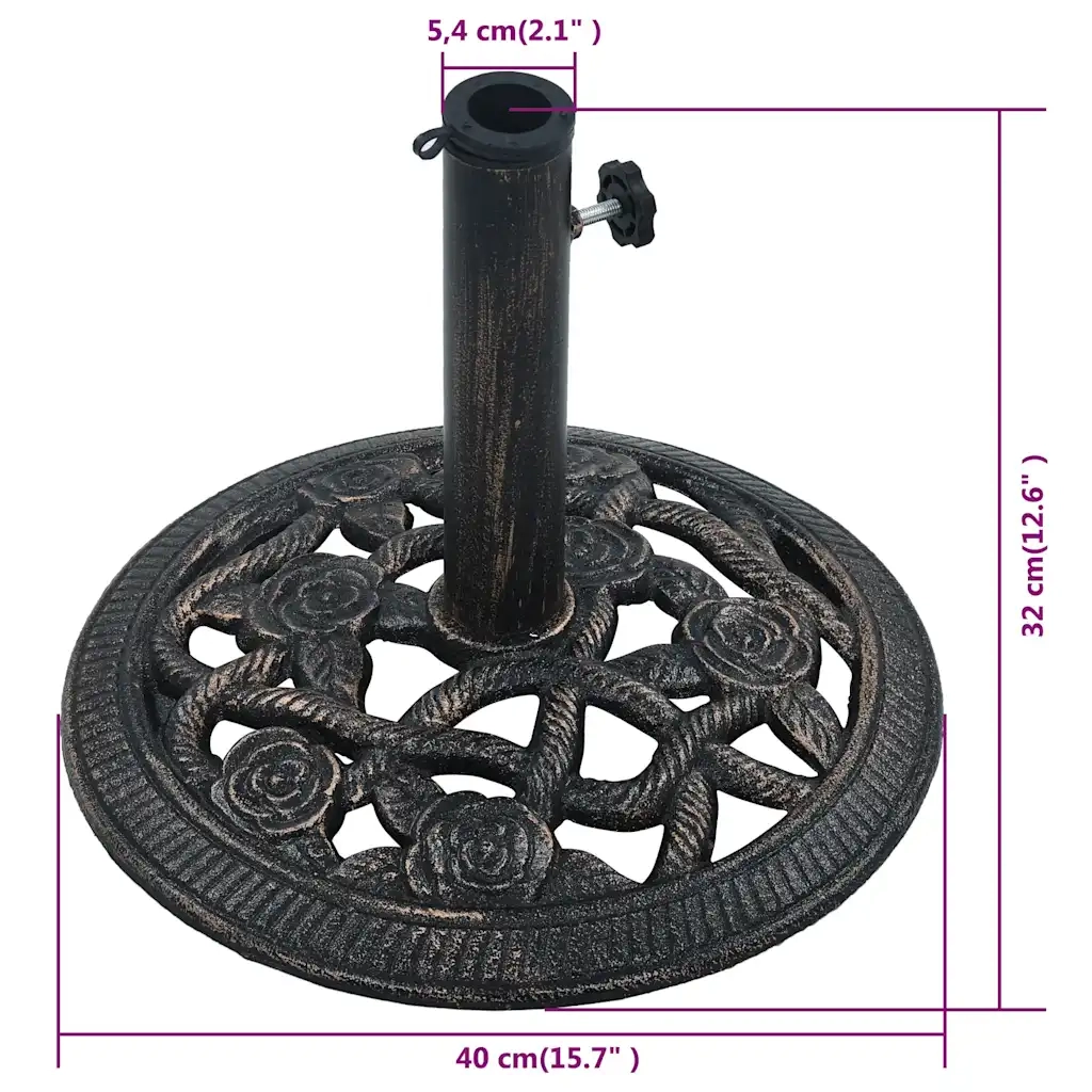 Base Ombrellone Nero e Bronzo 9 kg 40 cm in Ghisa 47865