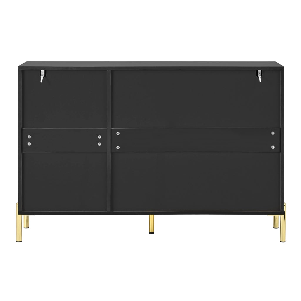 Credenza e madia con 3 ante senza maniglie e ripiani regolabili, per ingresso e soggiorno, in MDF e truciolare, nero