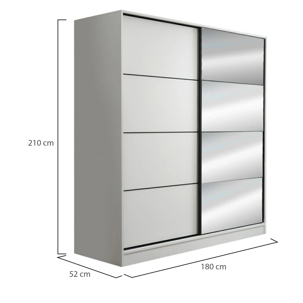 Armadio Camera da Letto Cascia, Guardaroba 2 Ante 5 Ripiani, 180x210h cm Bianco