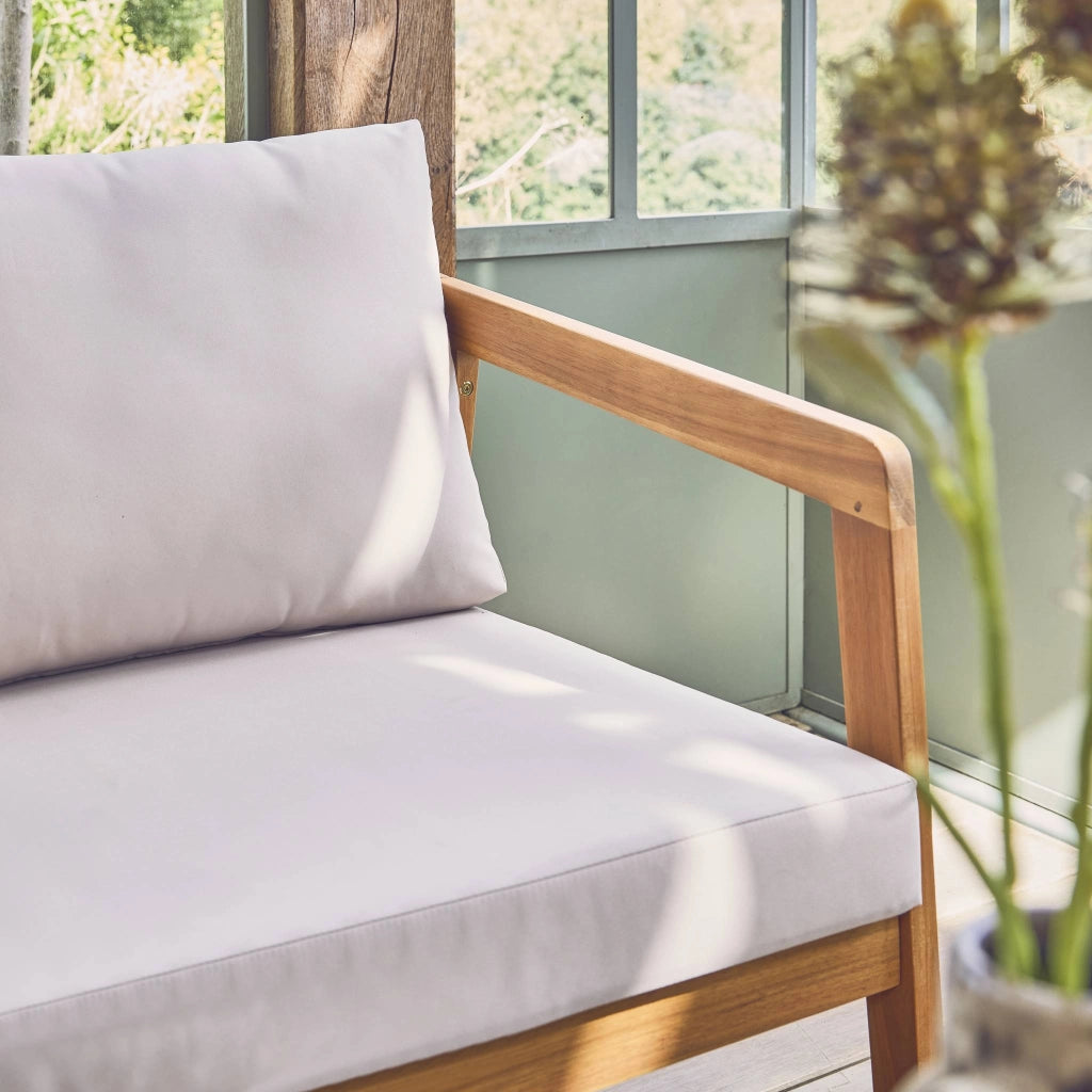 Salotto da giardino in legno di acacia, 5 posti, beige