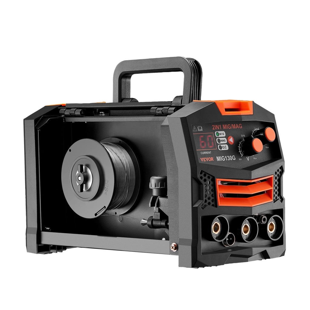 Saldatrice MIG Inverter IGBT 130A MIG130G Multiprocesso 2 in 1 con e Senza Gas Display Digitale Portatile per Fai da Te