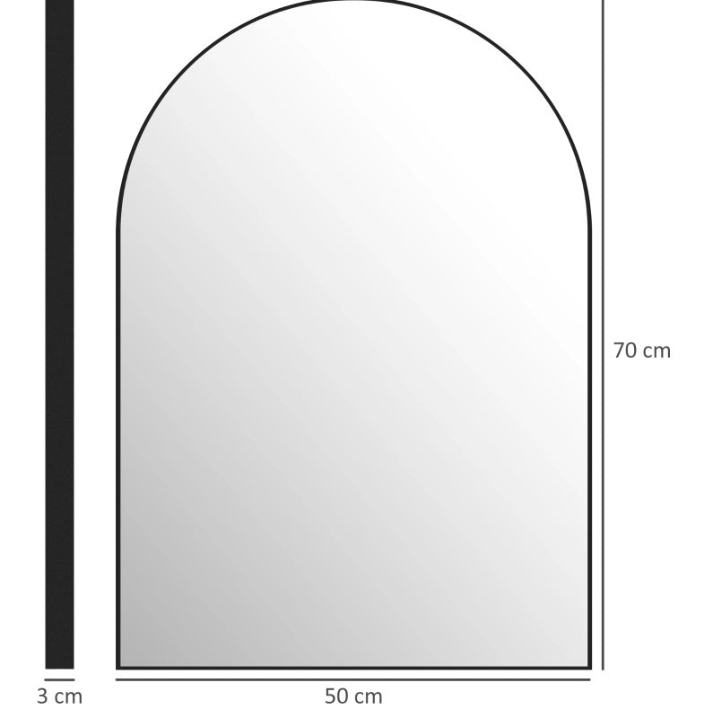Specchio da Bagno Curvo 50x70 cm con Cornice in Alluminio Nero