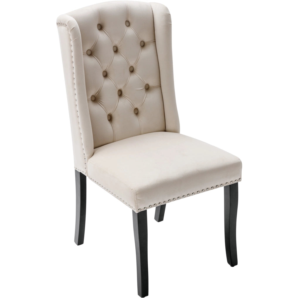 Sedia da pranzo 61x45x100 cm beige – schienale capitonné, set da 2
