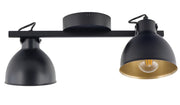 Faretto soffitto Mars loft nero-oro 2 luci orientabili E27