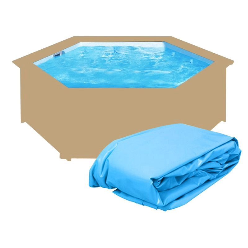 Liner Di Ricambio Colore Azzurro spessore 0,50 Mm - per Piscina In Legno Gre Esagonale  5,00 x H 1,27 m Dimensione piscina: Ø 4.12 m, Colore: Azzurro