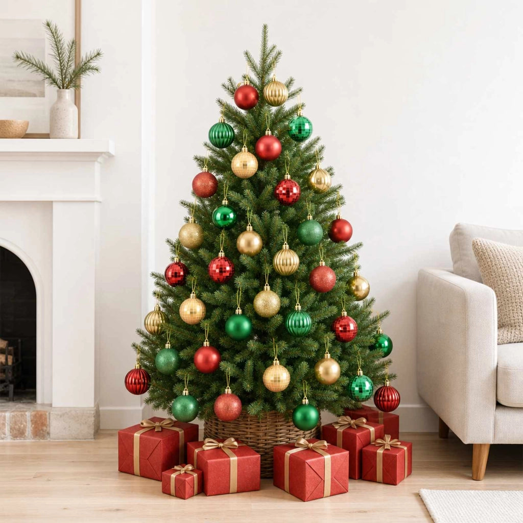 Set di Palline di Natale 75 pz Rosso, oro e verde 6 cm 42050656