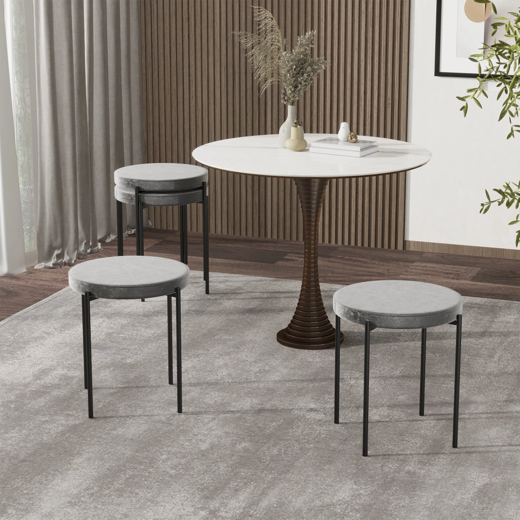 Set di 4 sgabelli impilabili con seduta imbottita e struttura in acciaio grigio scuro
